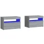 Mesitas de noche con luces LED 2 uds gris sonoma 60x35x40 cm de vidaXL, Mesitas de noche - Ref: Foro24-3152829, Precio: 74,86...