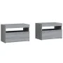 Mesitas de noche con luces LED 2 uds gris sonoma 60x35x40 cm de vidaXL, Mesitas de noche - Ref: Foro24-3152829, Precio: 74,86...