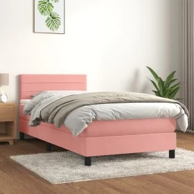 Box spring bed with pink velvet mattress 100x200 cm by vidaXL, Beds and slatted bases - Ref: Foro24-3141352, Price: 289,58 €,...