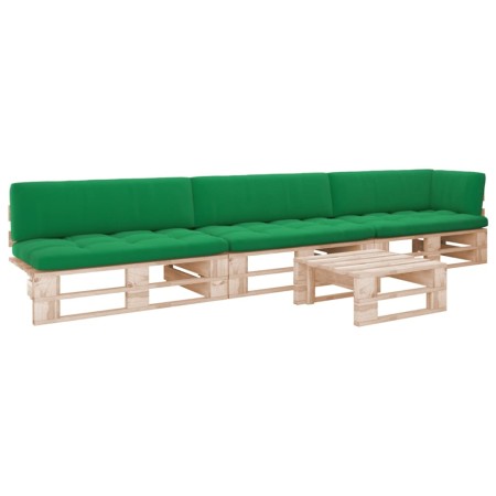 Muebles de palets 4 pzas y cojines madera pino impregnada de vidaXL, Conjuntos de jardín - Ref: Foro24-3066750, Precio: 416,2...