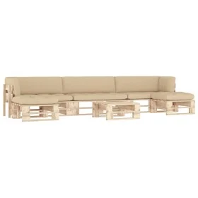 Muebles de palets 6 pzas y cojines madera pino impregnada de vidaXL, Conjuntos de jardín - Ref: Foro24-3066964, Precio: 522,1...