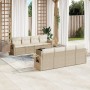 Set de sofás de jardín 9 pzas con cojines ratán sintético beige en Conjuntos de jardín | Comprar online en Foru.es