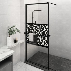 Mampara ducha con estante vidrio ESG y aluminio negro 100x195cm de vidaXL, Paredes y mamparas de ducha - Ref: Foro24-3185476,...
