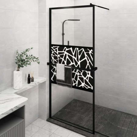 Mampara ducha con estante vidrio ESG y aluminio negro 100x195cm de vidaXL, Paredes y mamparas de ducha - Ref: Foro24-3185476,...
