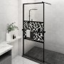 Mampara ducha con estante vidrio ESG y aluminio negro 100x195cm de vidaXL, Paredes y mamparas de ducha - Ref: Foro24-3185476,...