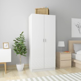 Armario de madera contrachapada blanco brillo 80x52x180 cm de vidaXL, Armarios roperos - Ref: Foro24-800627, Precio: 164,89 €...