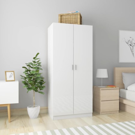 Armario de madera contrachapada blanco brillo 80x52x180 cm de vidaXL, Armarios roperos - Ref: Foro24-800627, Precio: 164,89 €...