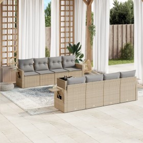 Set de sofás de jardín 9 pzas con cojines ratán sintético beige en Conjuntos de jardín | Comprar online en Foru.es