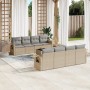 Set de sofás de jardín 9 pzas con cojines ratán sintético beige en Conjuntos de jardín | Comprar online en Foru.es