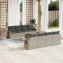 Set muebles jardín 9 pzas y cojines ratán sintético gris claro en Conjuntos de jardín | Comprar online en Foru.es