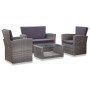Set de muebles de jardín 4 pzas y cojines ratán sintético gris de vidaXL, Conjuntos de jardín - Ref: Foro24-46086, Precio: 34...