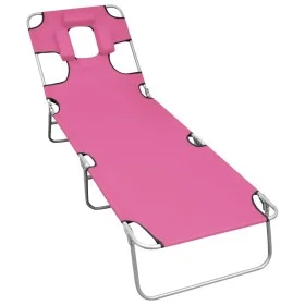 Tumbona plegable con cojín para la cabeza acero rosa magenta de vidaXL, Tumbonas - Ref: Foro24-310333, Precio: 75,83 €, Descu...