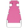 Tumbona plegable con cojín para la cabeza acero rosa magenta de vidaXL, Tumbonas - Ref: Foro24-310333, Precio: 94,60 €, Descu...