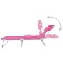 Tumbona plegable con cojín para la cabeza acero rosa magenta de vidaXL, Tumbonas - Ref: Foro24-310333, Precio: 94,60 €, Descu...