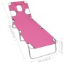 Tumbona plegable con cojín para la cabeza acero rosa magenta de vidaXL, Tumbonas - Ref: Foro24-310333, Precio: 94,60 €, Descu...