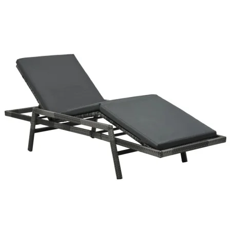 Garden lounger with gray synthetic rattan cushion by vidaXL, Loungers - Ref: Foro24-48147, Price: 163,33 €, Discount: %