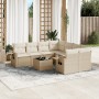 Set de sofás de jardín 9 pzas con cojines ratán sintético beige en Conjuntos de jardín | Comprar online en Foru.es