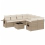 Set de sofás de jardín 9 pzas con cojines ratán sintético beige en Conjuntos de jardín | Comprar online en Foru.es