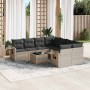 Set muebles jardín 9 pzas y cojines ratán sintético gris claro en Conjuntos de jardín | Comprar online en Foru.es