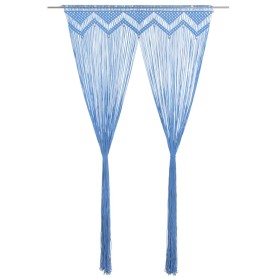 Cortina de macramé algodón azul 140x240 cm de vidaXL, Cortinas y visillos - Ref: Foro24-323986, Precio: 42,56 €, Descuento: %