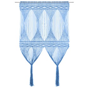 Cortina de macramé algodón azul 140x240 cm de vidaXL, Cortinas y visillos - Ref: Foro24-323990, Precio: 47,84 €, Descuento: %