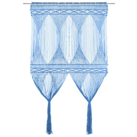 Cortina de macramé algodón azul 140x240 cm de vidaXL, Cortinas y visillos - Ref: Foro24-323990, Precio: 47,84 €, Descuento: %