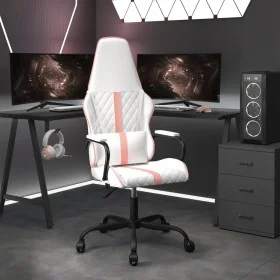 Silla gaming con masaje cuero sintético rosa y blanco de vidaXL, Sillones para videojuegos - Ref: Foro24-345565, Precio: 103,...