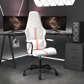 Silla gaming con masaje cuero sintético rosa y blanco de vidaXL, Sillones para videojuegos - Ref: Foro24-345565, Precio: 105,...