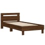 Cama con cabecero madera de ingeniería marrón roble 100x200 cm de vidaXL, Camas y somieres - Ref: Foro24-838532, Precio: 92,9...
