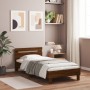 Cama con cabecero madera de ingeniería marrón roble 100x200 cm de vidaXL, Camas y somieres - Ref: Foro24-838532, Precio: 92,9...