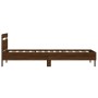 Cama con cabecero madera de ingeniería marrón roble 100x200 cm de vidaXL, Camas y somieres - Ref: Foro24-838532, Precio: 92,9...
