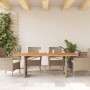 Mesa de jardín superficie de madera ratán PE beige 190x80x74 cm de vidaXL, Mesas de jardín - Ref: Foro24-365311, Precio: 243,...