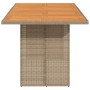 Mesa de jardín superficie de madera ratán PE beige 190x80x74 cm de vidaXL, Mesas de jardín - Ref: Foro24-365311, Precio: 243,...