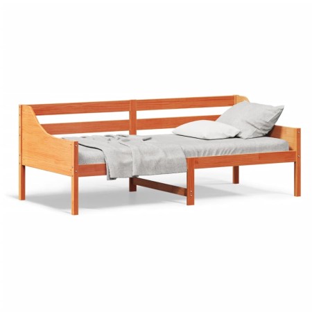 Sofá cama de madera maciza de pino marrón cera 100x200 cm de vidaXL, Camas y somieres - Ref: Foro24-842837, Precio: 122,31 €,...
