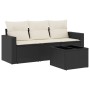 Juego de sofás jardín 4 pzas con cojines ratán sintético negro de vidaXL, Sofás modulares de exterior - Ref: Foro24-3251003, ...