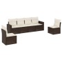 Set sofás de jardín 6 piezas y cojines ratán sintético marrón de vidaXL, Sofás modulares de exterior - Ref: Foro24-3251150, P...