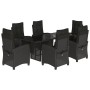 Set de comedor de jardín 7 pzas y cojines ratán sintético negro de vidaXL, Conjuntos de jardín - Ref: Foro24-3212683, Precio:...