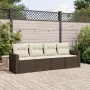 Set de sofás de jardín 4 pzas y cojines ratán sintético marrón by vidaXL, Modular outdoor sofas - Ref: Foro24-3251020, Price:...