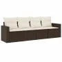 Set de sofás de jardín 4 pzas y cojines ratán sintético marrón by vidaXL, Modular outdoor sofas - Ref: Foro24-3251020, Price:...