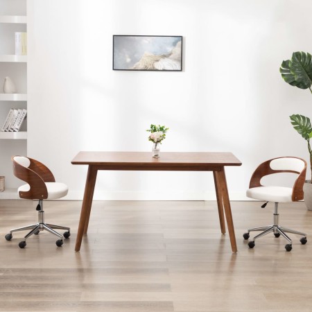 Silla comedor giratoria madera curvada cuero sintético blanco de vidaXL, Sillas de comedor - Ref: Foro24-287422, Precio: 126,...