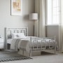 Estructura cama metal con cabecero y pie cama blanca 90x200 cm de vidaXL, Camas y somieres - Ref: Foro24-374301, Precio: 85,9...