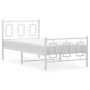 Estructura cama metal con cabecero y pie cama blanca 90x200 cm de vidaXL, Camas y somieres - Ref: Foro24-374301, Precio: 85,9...