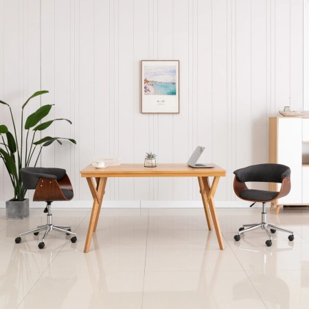 Silla de comedor giratoria de madera curvada y tela gris de vidaXL, Sillas de comedor - Ref: Foro24-287401, Precio: 153,88 €,...