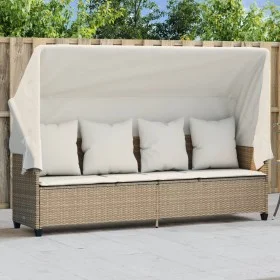 Tumbona con capota y cojines ratán sintético beige by vidaXL, Loungers - Ref: Foro24-368357, Price: 280,21 €, Discount: %