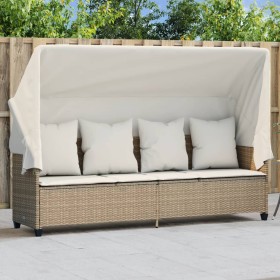 Tumbona con capota y cojines ratán sintético beige de vidaXL, Tumbonas - Ref: Foro24-368357, Precio: 271,66 €, Descuento: %