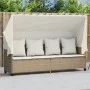 Tumbona con capota y cojines ratán sintético beige by vidaXL, Loungers - Ref: Foro24-368357, Price: 280,21 €, Discount: %