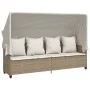 Tumbona con capota y cojines ratán sintético beige by vidaXL, Loungers - Ref: Foro24-368357, Price: 280,21 €, Discount: %