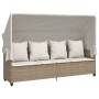 Tumbona con capota y cojines ratán sintético beige de vidaXL, Tumbonas - Ref: Foro24-368357, Precio: 271,66 €, Descuento: %