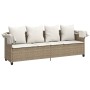 Tumbona con capota y cojines ratán sintético beige de vidaXL, Tumbonas - Ref: Foro24-368357, Precio: 271,66 €, Descuento: %