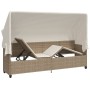 Tumbona con capota y cojines ratán sintético beige de vidaXL, Tumbonas - Ref: Foro24-368357, Precio: 271,66 €, Descuento: %